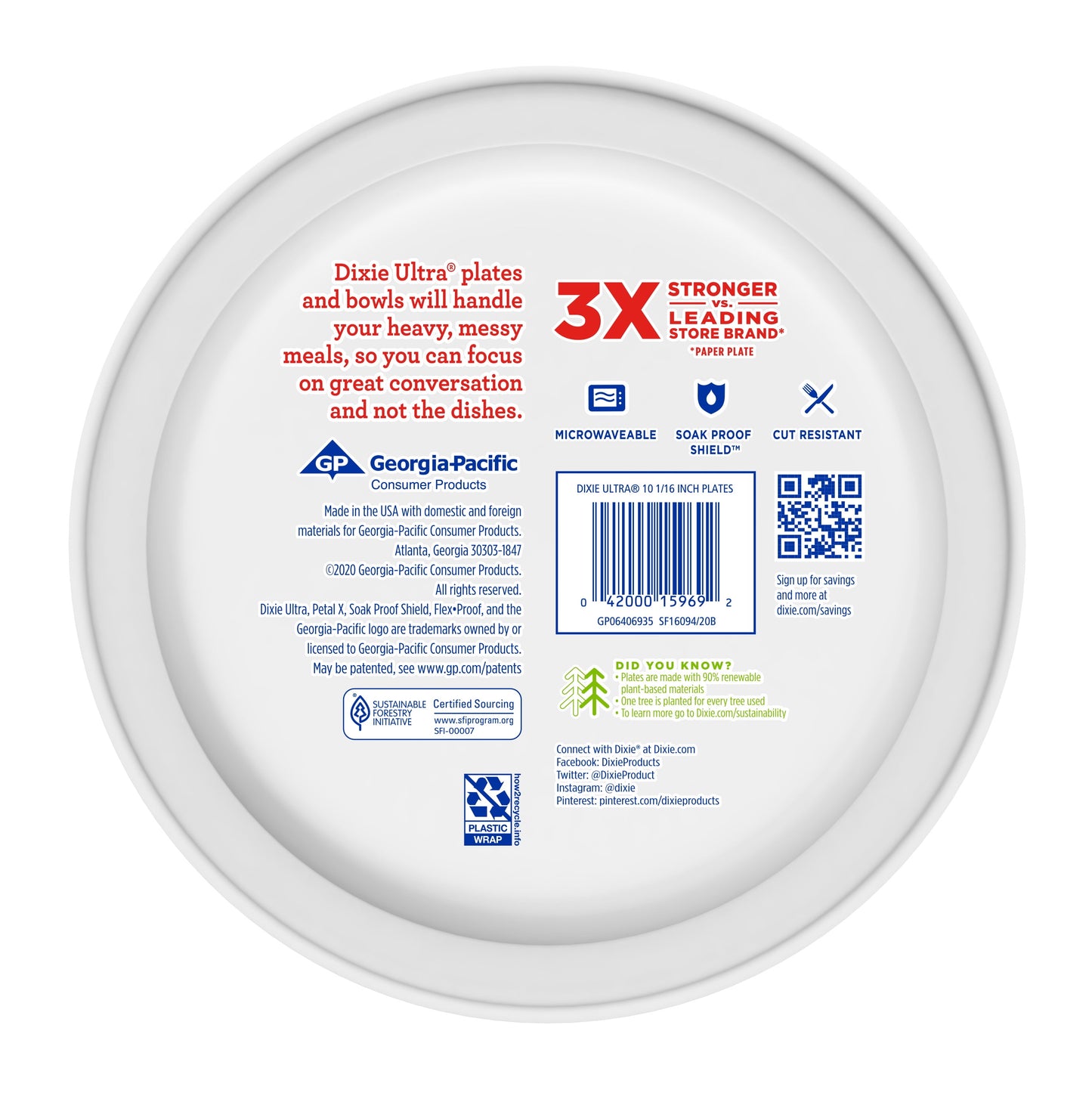 Dixie Ultra Disposable Paper Plates, Multicolor, 10 in, 100 Count