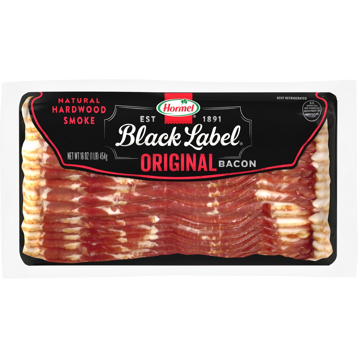 HORMEL BLACK LABEL Bacon Pork, Original, Gluten Free, 16 oz Plastic Package