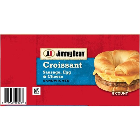 Jimmy Dean Sausage Egg & Cheese Croissant Sandwich, 36 oz, 8 Count (Frozen)