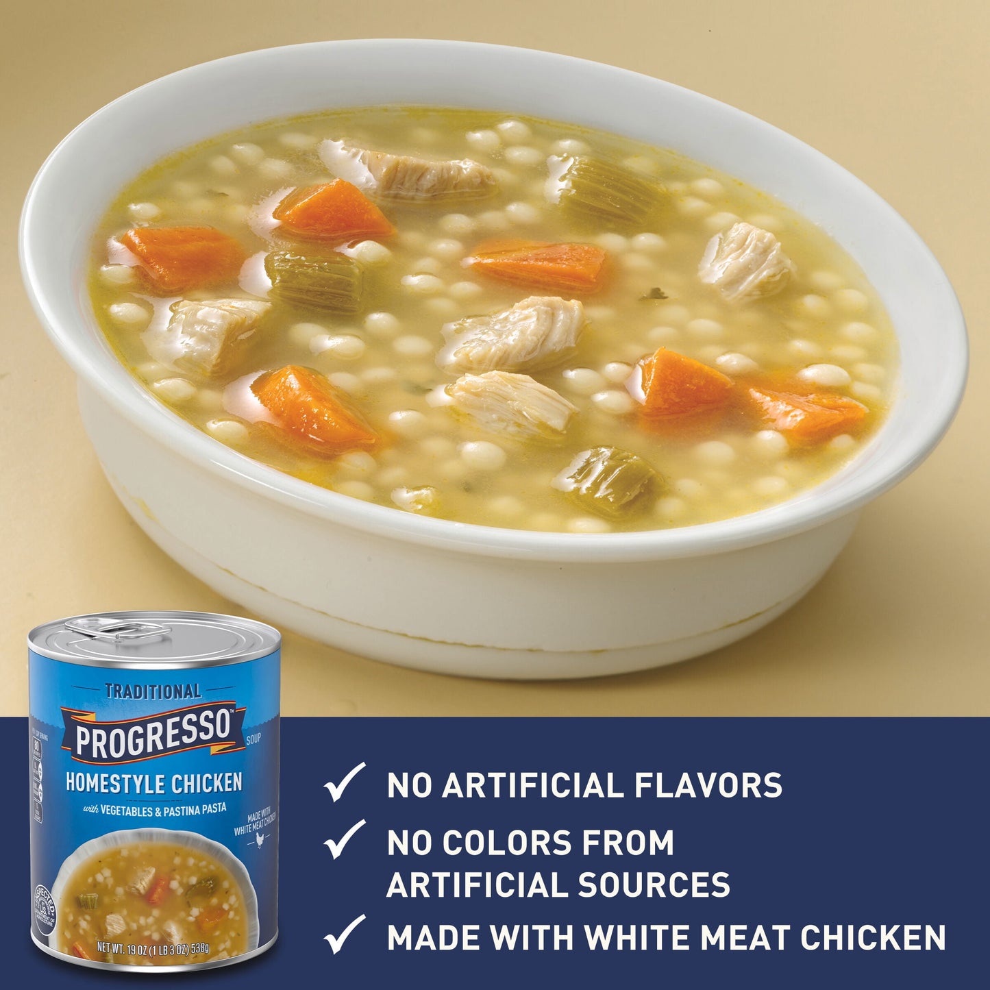 Progresso Traditional, Chicken with Vegetables & Pastina Pasta Canned Soup, 19 oz.