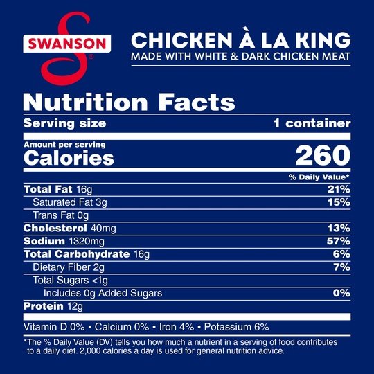 Swanson Canned Chicken a la King with White and Dark Chicken Meat, 10.5 oz Can