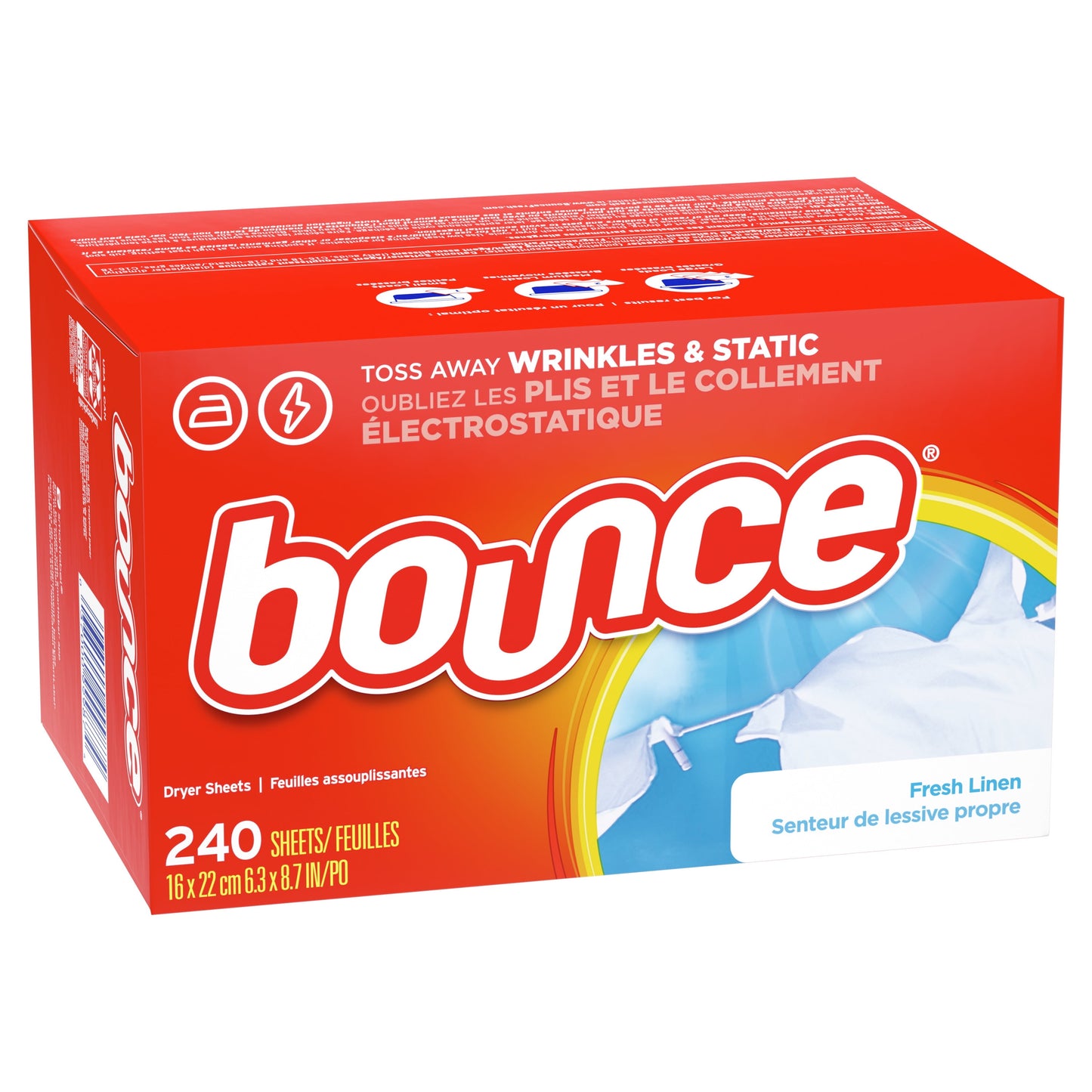 Bounce Fresh Fabric Softener Dryer Sheets, Linen Scented, 240 Ct