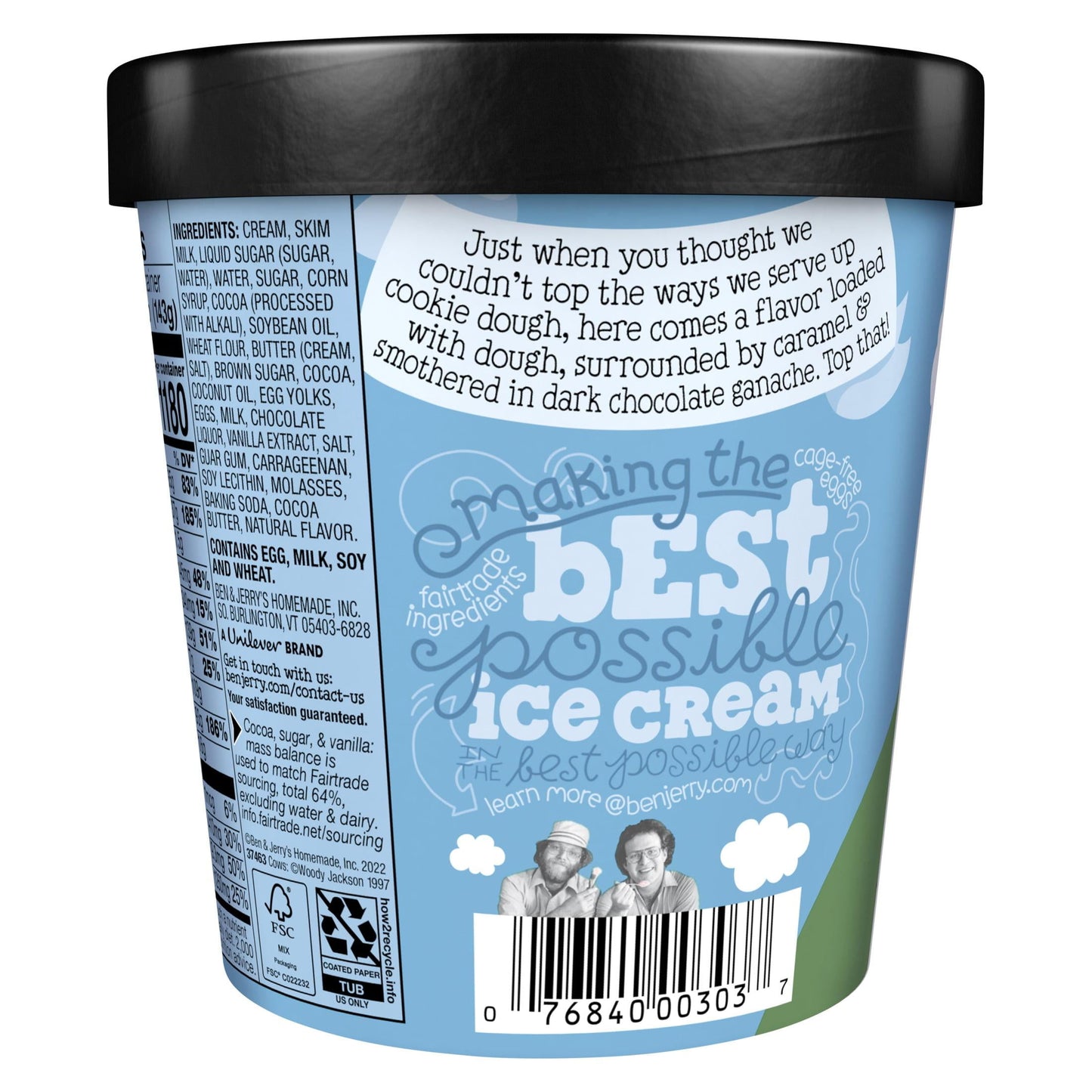 Ben & Jerry's top Chocolate Caramel Cookie Dough Ice Cream, 16 oz