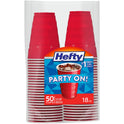 Hefty Party On Disposable Plastic Cups, Red, 18 Ounce, 50 Count