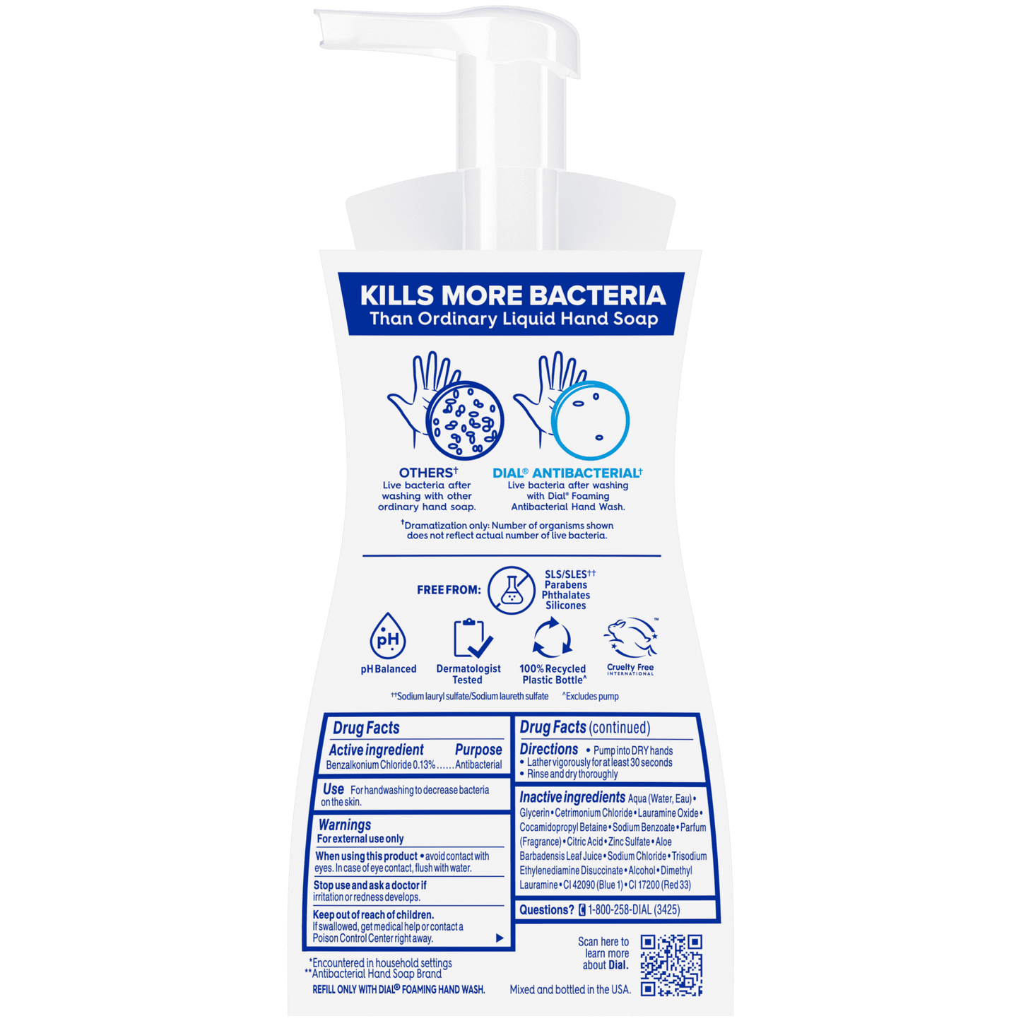 Dial Antibacterial Foaming Hand Wash, Spring Water, 7.5 fl oz