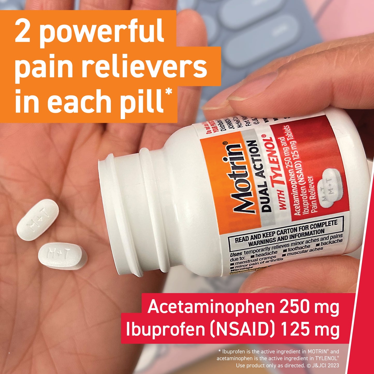 Motrin Dual Action with Tylenol, Ibuprofen & Acetaminophen, 20Ct