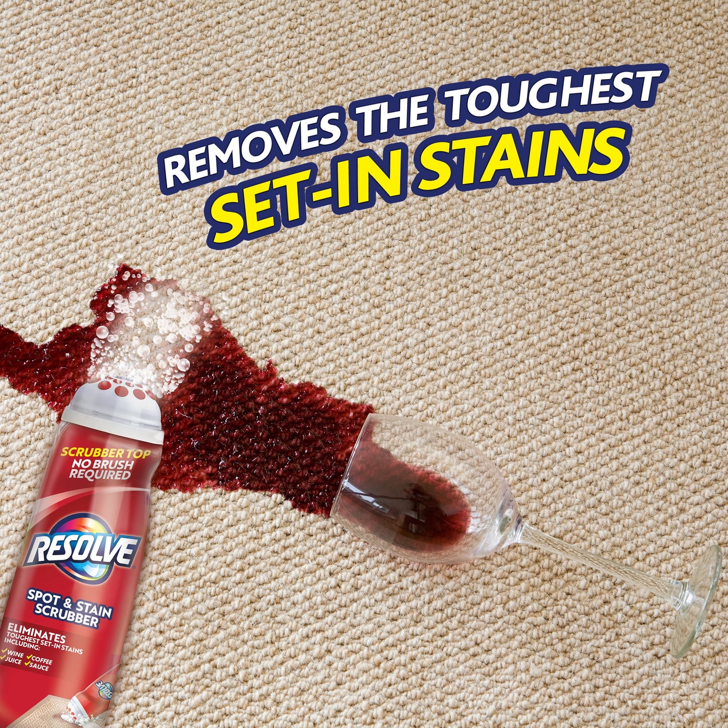 Resolve Carpet Spot and Stain Scrubber, Removes the Toughest Set-In Stains, Scrubber Top, No Brush Required, 6.7 oz