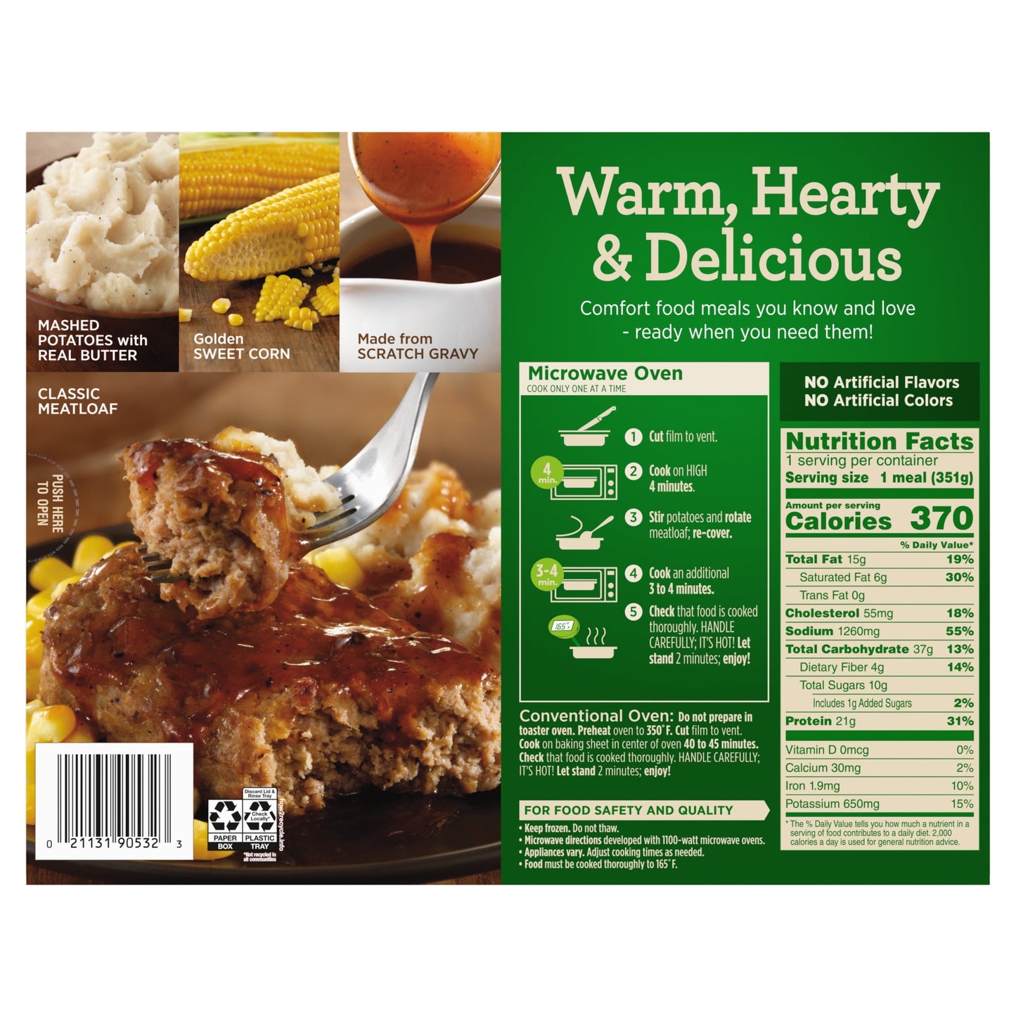 Marie Callender's Meat Loaf & Gravy Frozen Meal, 12.4 oz (Frozen)