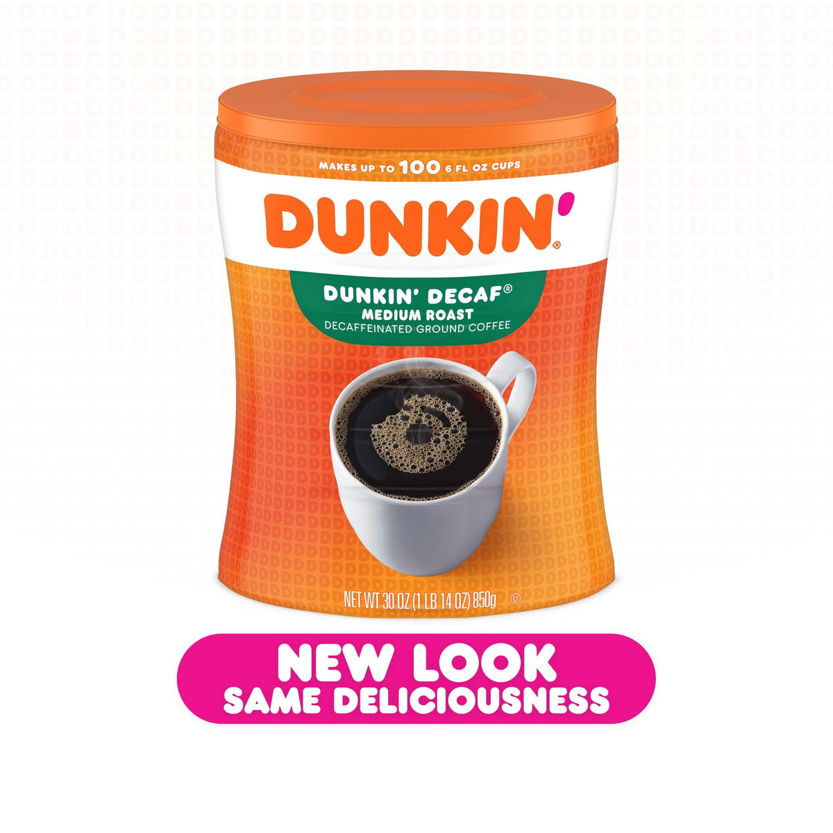 Dunkin' Original Blend Medium Roast Decaf Ground Coffee, 30 Ounce Canister (Packaging May Vary)