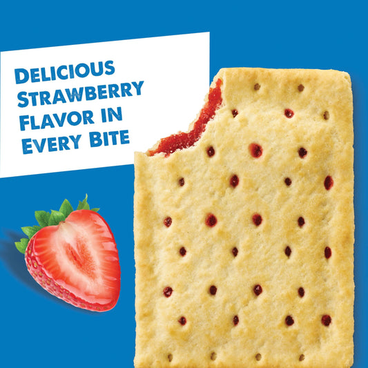 Pop-Tarts Unfrosted Strawberry Instant Breakfast Toaster Pastries, Shelf-Stable, Ready-to-Eat, 27 oz, 16 Count Box