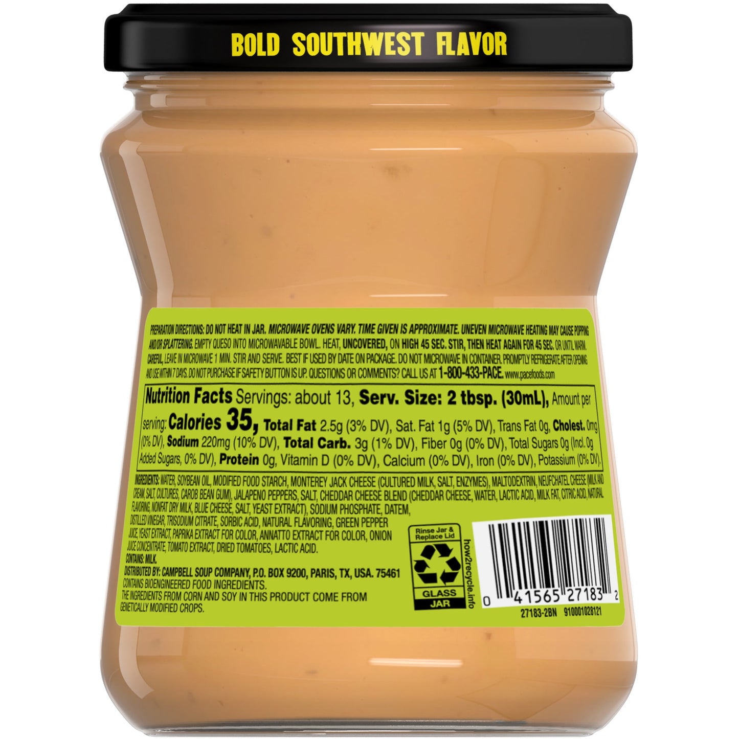 Pace Nacho Jalapeno Queso Dip, Mild, 15 oz Jar