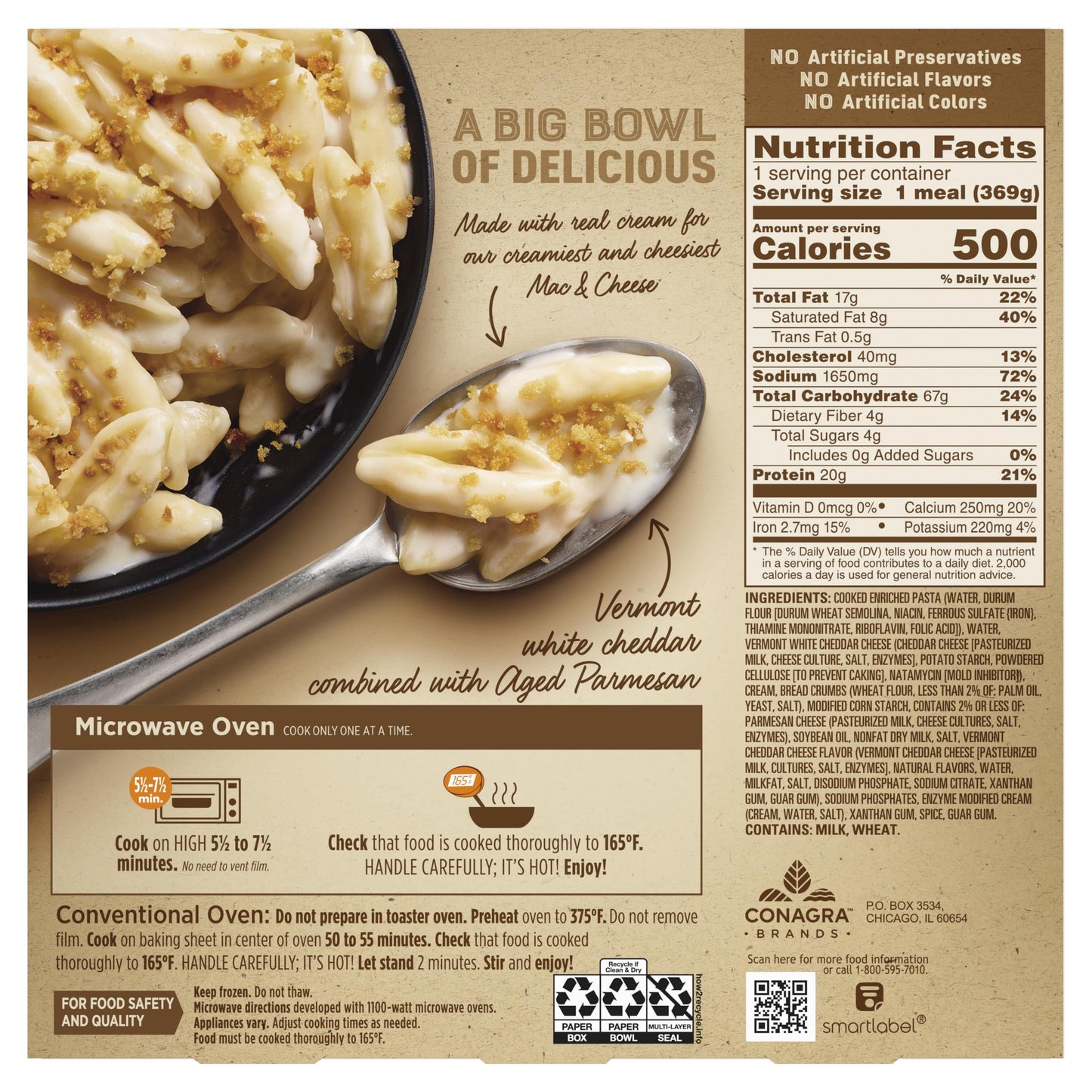 Marie Callender's Creamy Vermont Mac & Cheese Bowl Frozen Meal, 13 oz (Frozen)