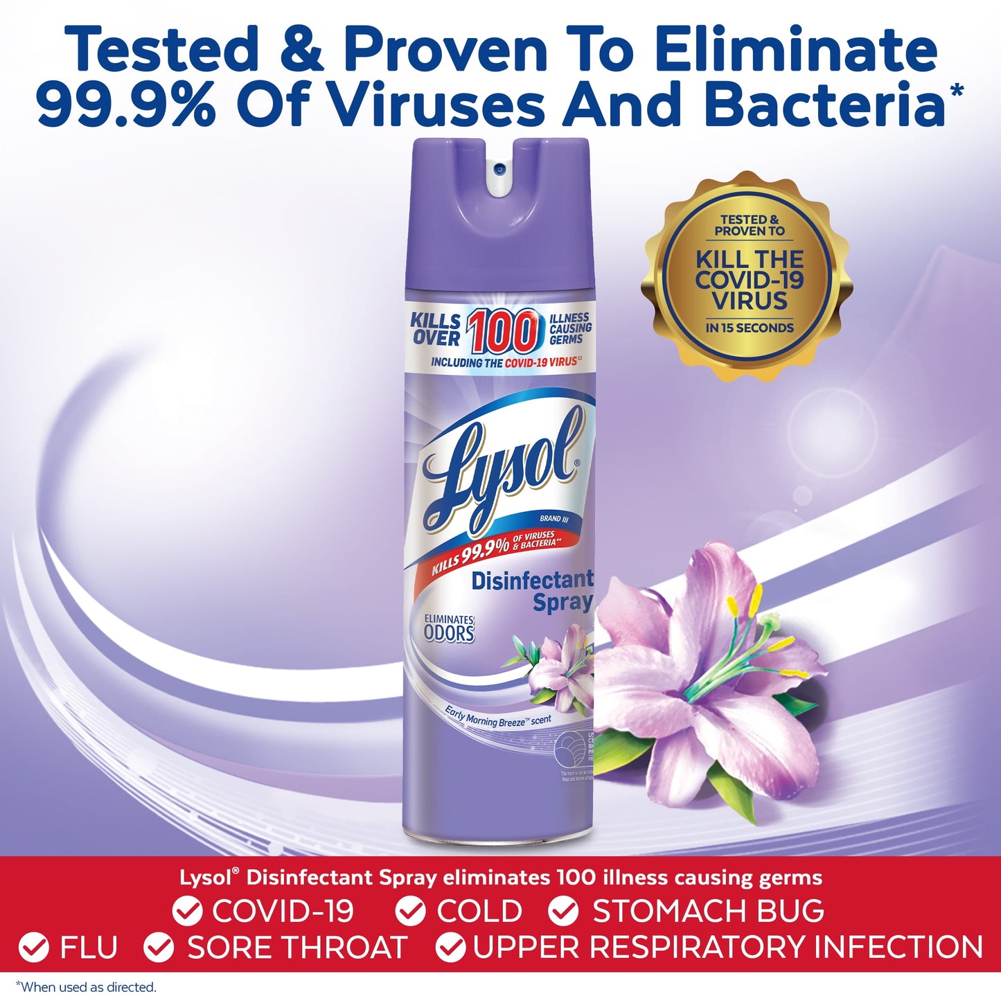 Lysol Disinfectant Spray, Sanitizing and Antibacterial Spray, For Disinfecting and Deodorizing, Early Morning Breeze, 19 Fl Oz