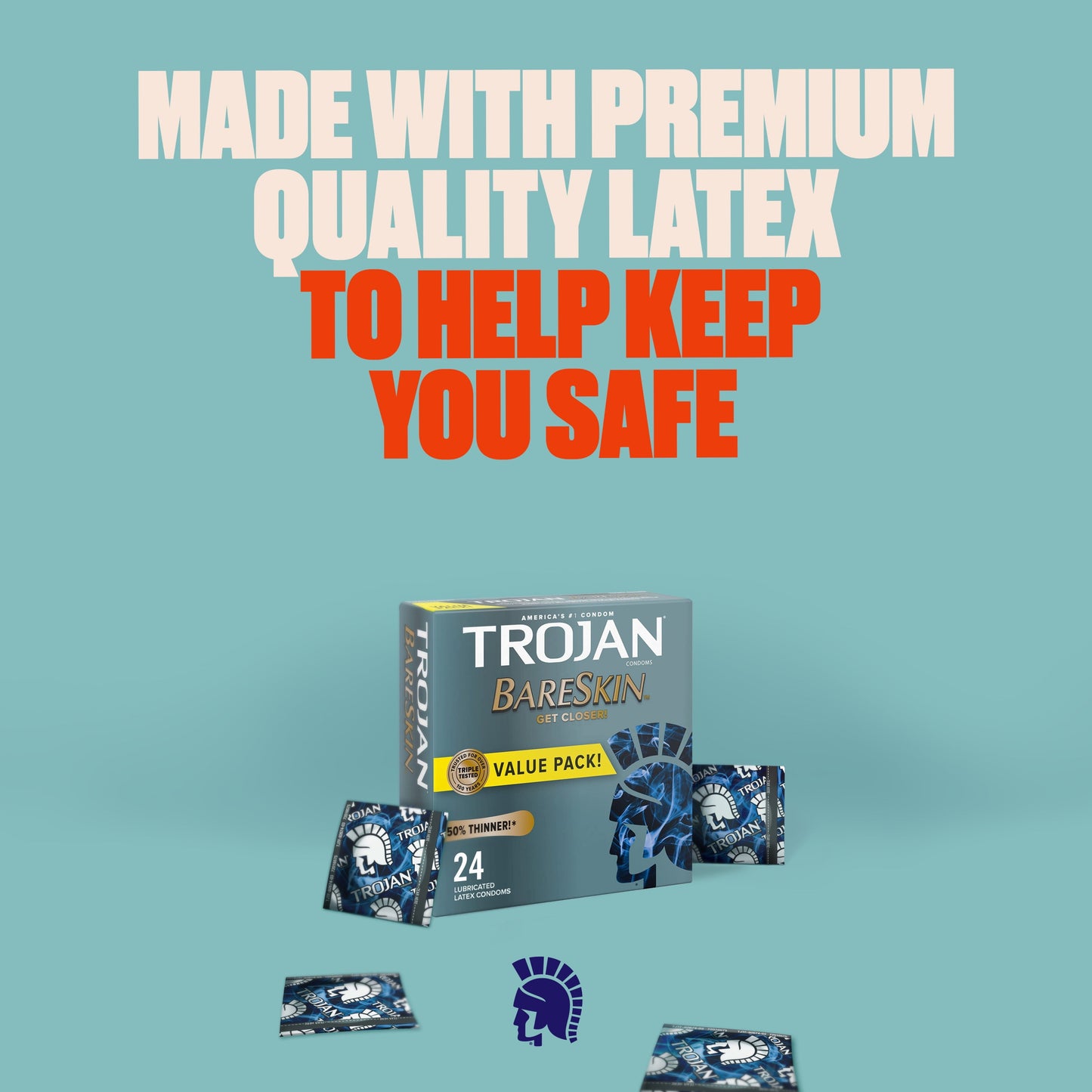 TROJAN BareSkin Lubricated Thin Condoms, 24 Count Value Pack