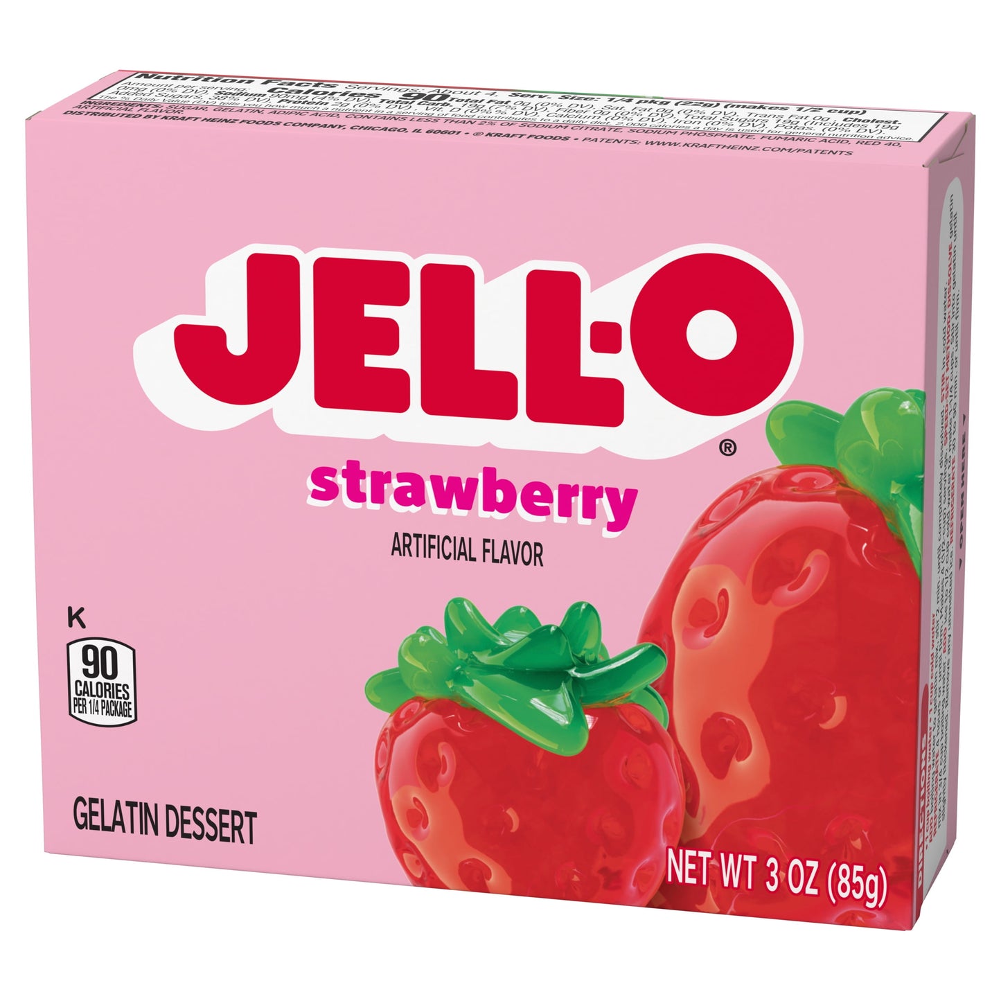 Jell-O Strawberry Artificially Flavored Gelatin Dessert Mix, 3 oz Box