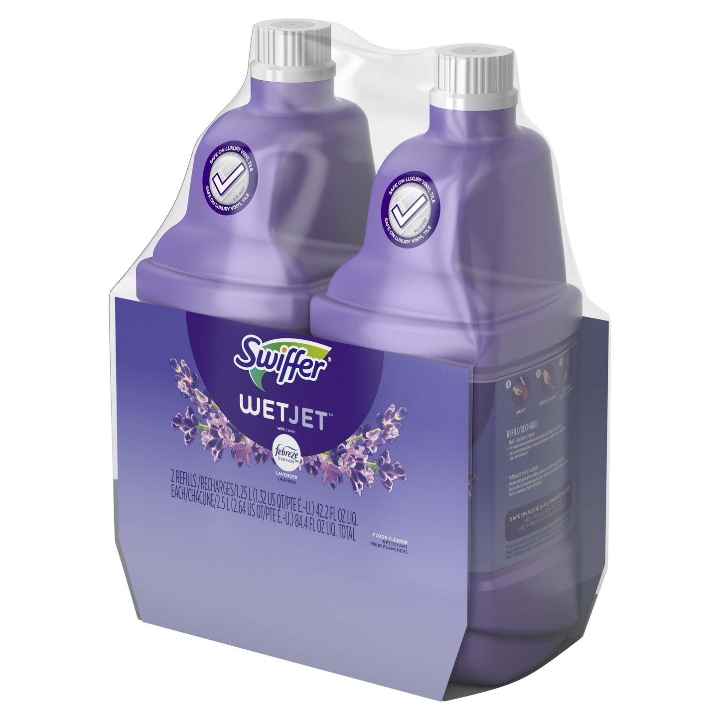 Swiffer WetJet Liquid Floor Cleaner, Lavender Vanilla & Comfort, 1.25 Liter (2 Pack)