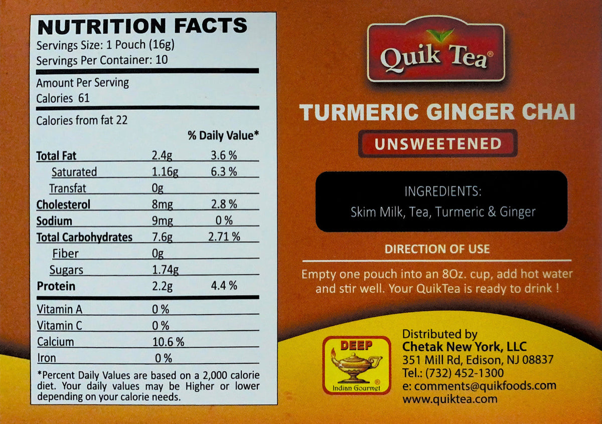 Turmeric Ginger Chai (Unsweetened)
