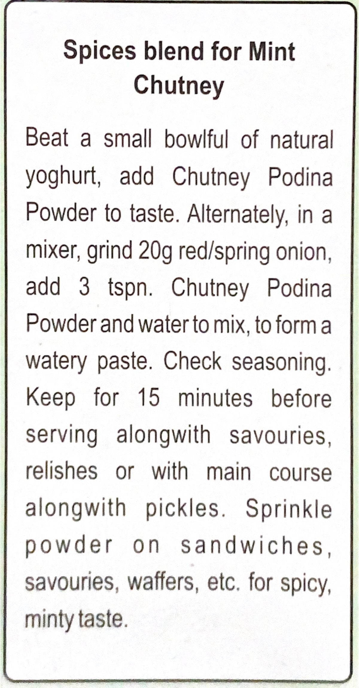Chutney Podina Masala