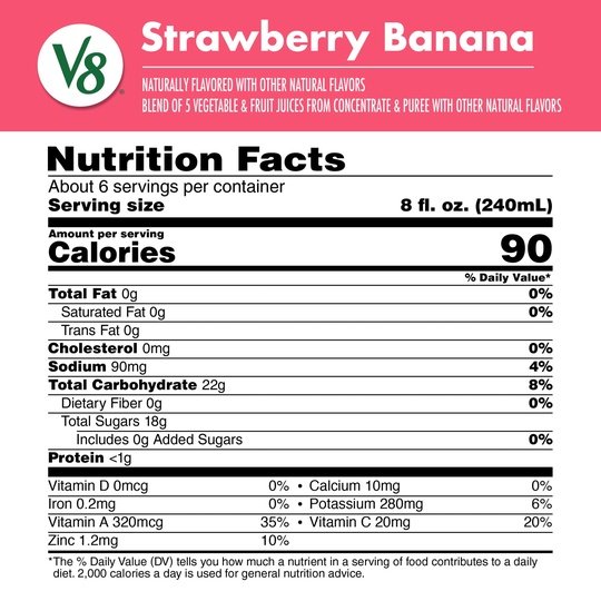 V8 Blends 100% Juice Strawberry Banana Juice, 46 fl oz Bottle