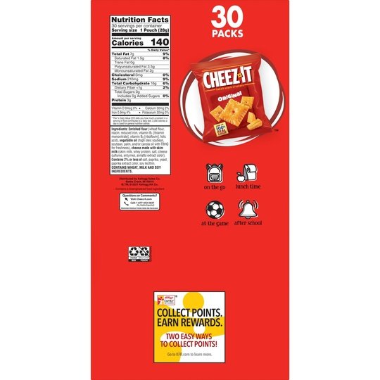 Cheez-It Original Cheese Crackers, 30 oz, 30 Count