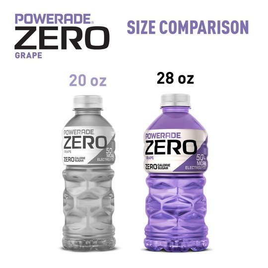 POWERADE Electrolyte Enhanced Zero Sugar Grape Sport Drink, 28 fl oz, Bottle