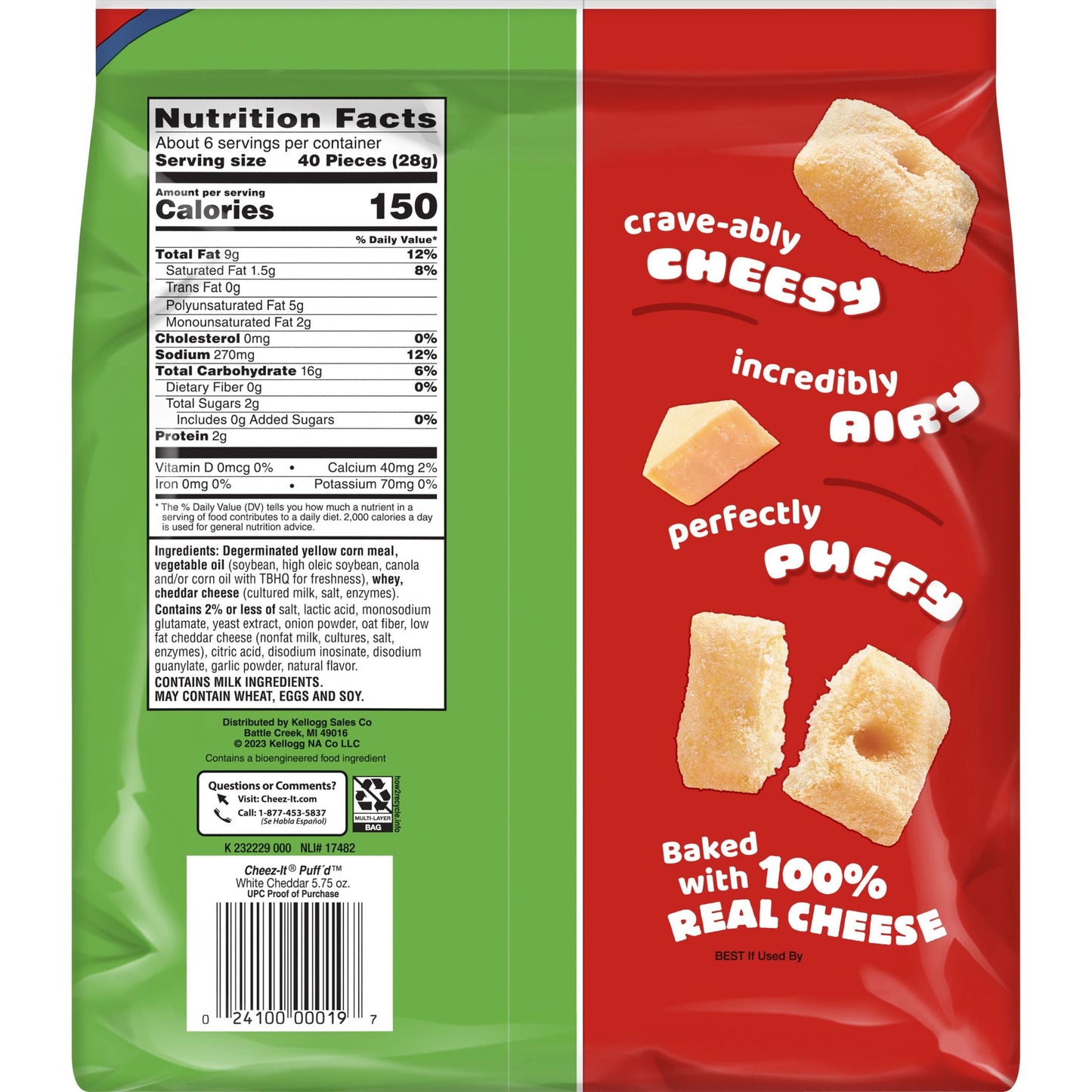 Cheez-It Puff'd White Cheddar Cheesy Baked Snacks, 5.75 oz