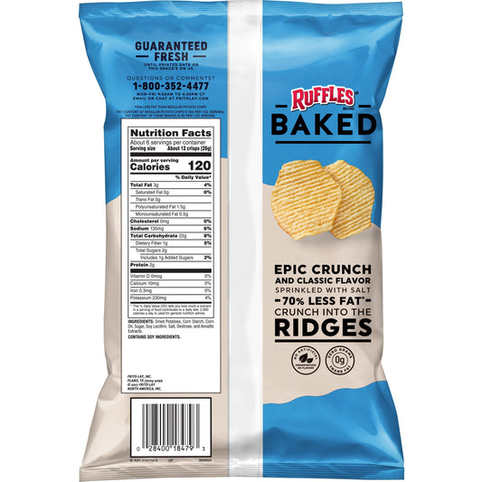 Ruffles Baked Original Potato Crisps, 6.25 oz