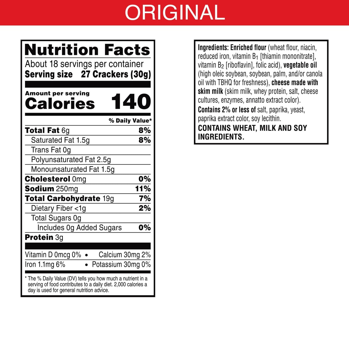 Cheez-It Reduced Fat Original Cheese Crackers, 19 oz