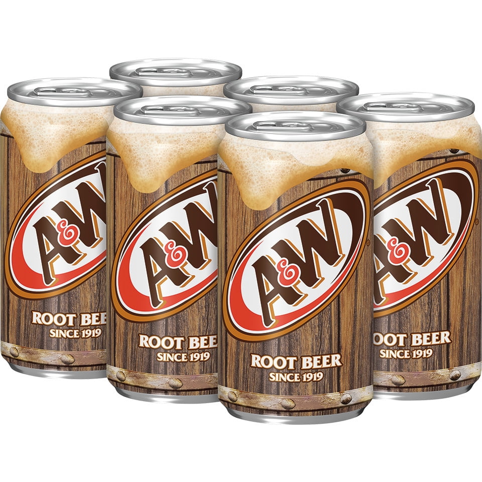 A&W Root Beer Soda, 7.5 fl oz cans, 6 pack