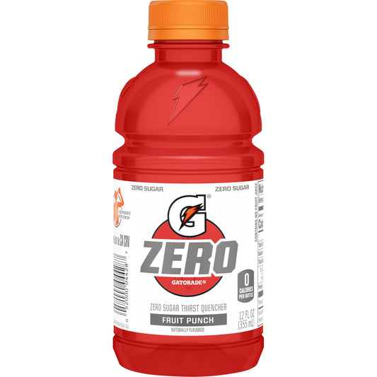 Gatorade G Zero Sugar Fruit Punch Thirst Quencher Sports Drink, 12 oz, 12 Pack Bottles