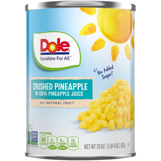 Dole Crushed Pineapple in 100% Pineapple Juice, 20 oz Can