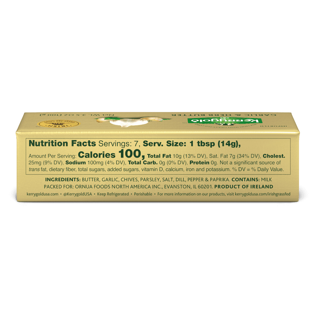 Kerrygold Grass-Fed Pure Irish Garlic & Herb Butter Stick, 3.5 oz.