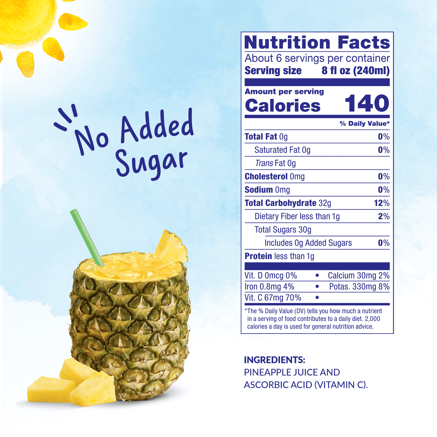 Dole All Natural 100% Pineapple Juice, 46 fl oz Can