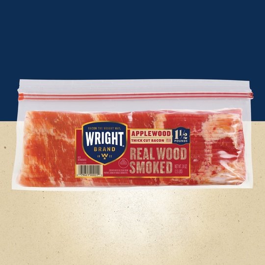 Wright Brand Thick Cut Applewood Real Wood Smoked Bacon, 1.5 lb