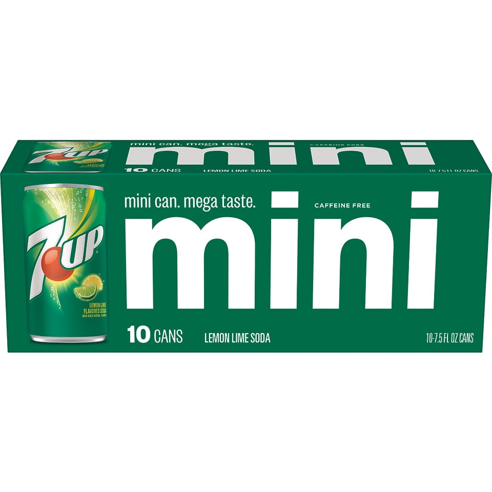 7UP Lemon Lime Soda Pop, 7.5 fl oz mini cans, 10 pack