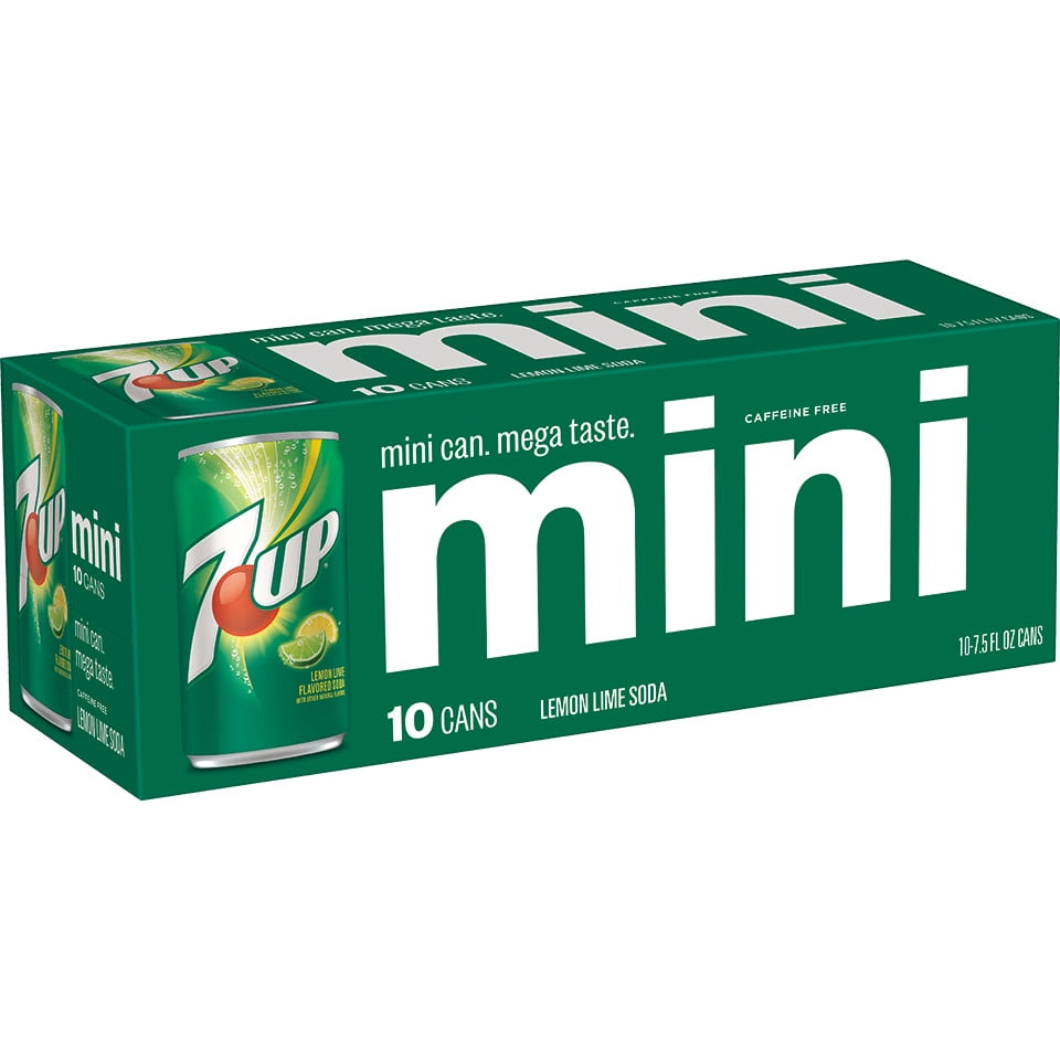 7UP Lemon Lime Soda Pop, 7.5 fl oz mini cans, 10 pack