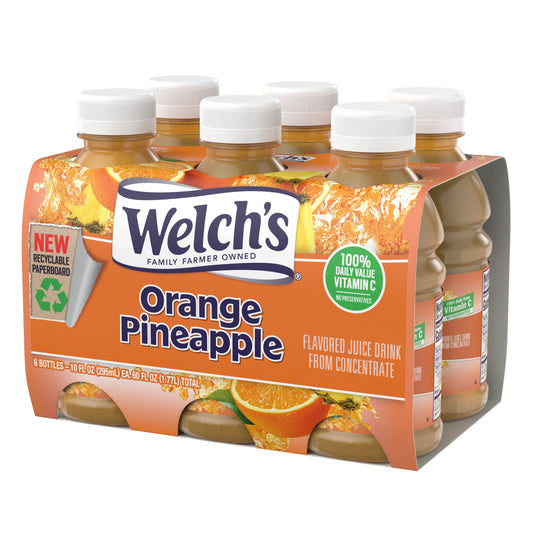 Welch's Orange Pineapple Juice Drink, 10 fl oz On-the-Go Bottle (Pack of 6)