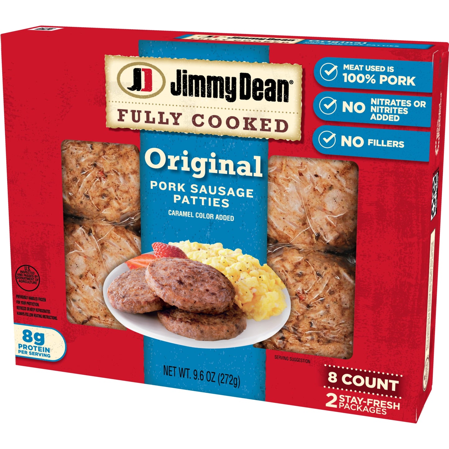 Jimmy Dean Fully Cooked Original Pork Sausage Patties, 9.6 oz, 8 Count