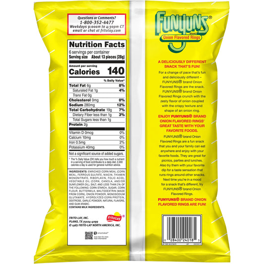 Funyuns Onion Flavored Rings, 6 oz Bag