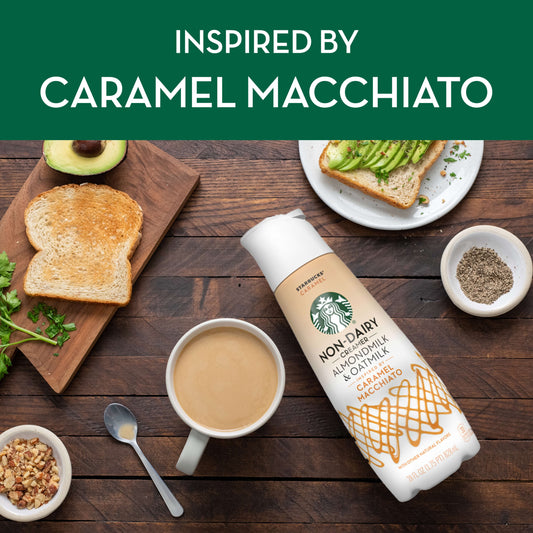 Starbucks Caramel Flavored Almondmilk and Oatmilk Non Dairy Liquid Coffee Creamer, 28 fl oz