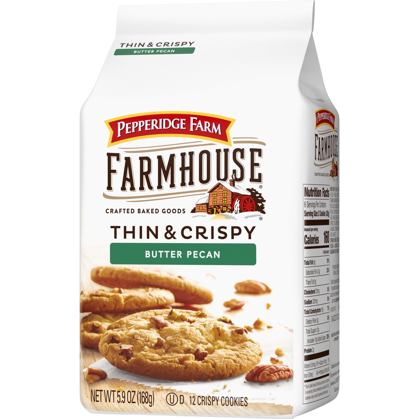 Pepperidge Farm Farmhouse Thin & Crispy Butter Pecan Cookies, 5.9 oz Bag