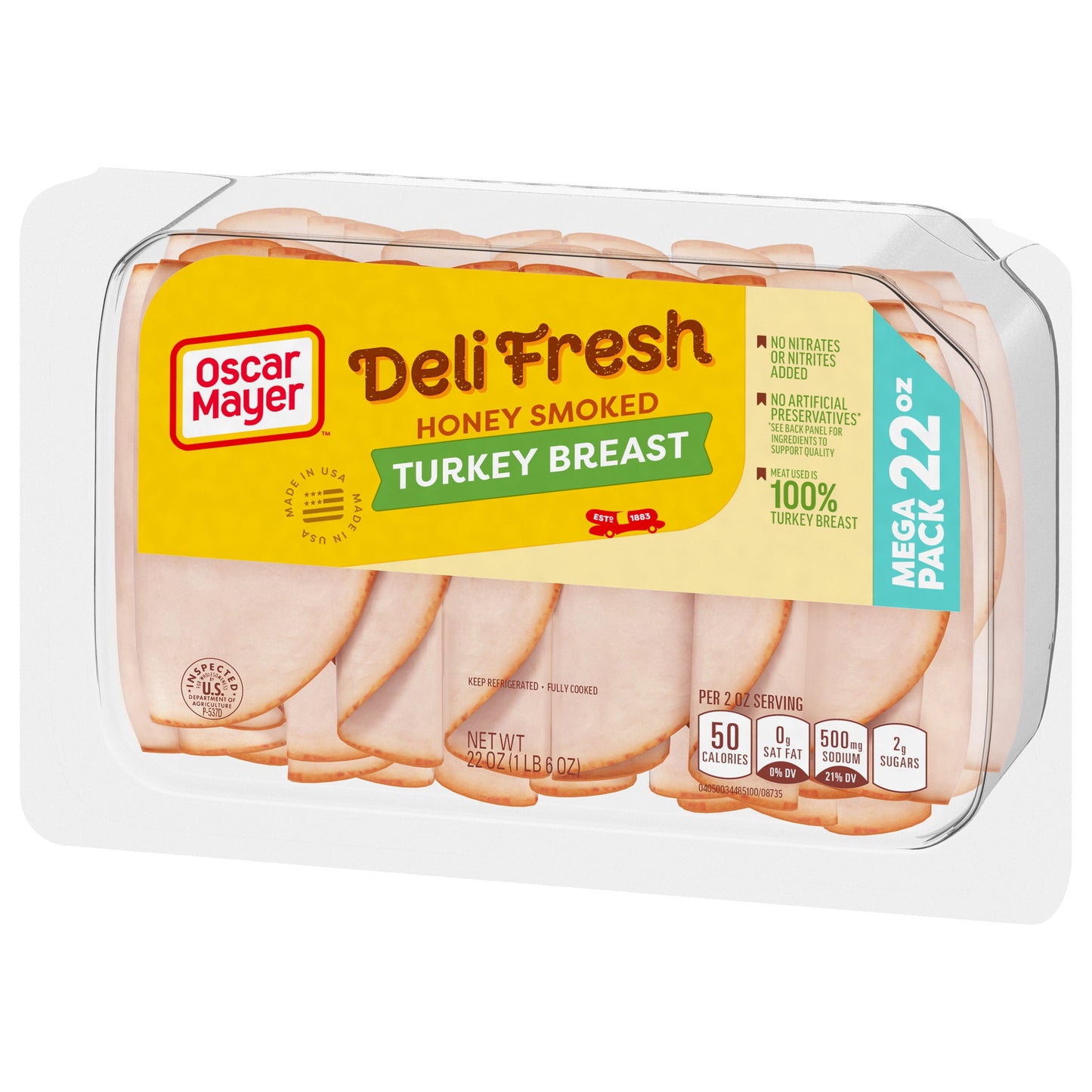 Oscar Mayer Deli Fresh Honey Smoked Sliced Turkey Breast Deli Lunch Meat, 22 Oz Package