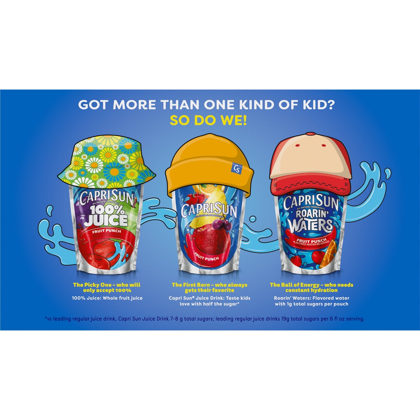 Capri Sun Roarin' Waters Tropical Tide Flavored Water Kids Drink Pouches, 10 Ct Box, 6 fl oz Pouches