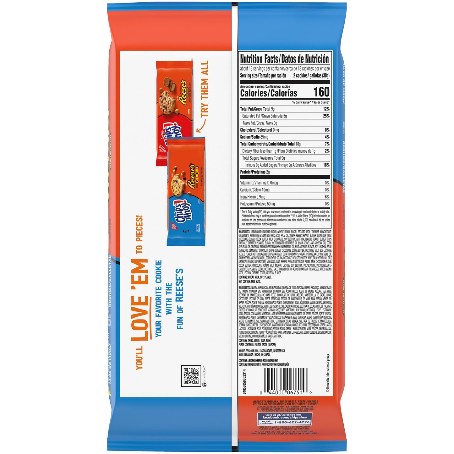 CHIPS AHOY! Cookies with Reese’s Peanut Butter Cups, Family Size, 14.25 oz