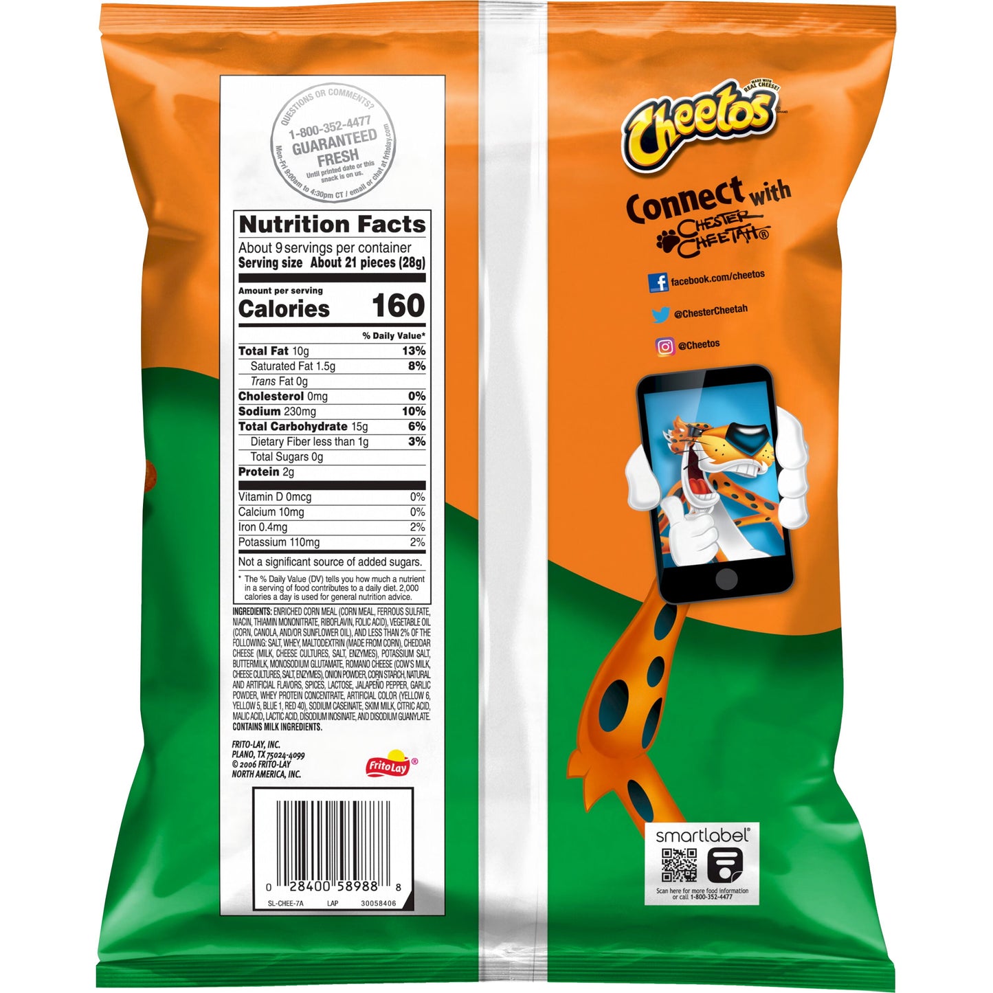 Cheetos Crunchy Cheddar Jalapeno Cheese Puff Chips, 8.5oz Bag