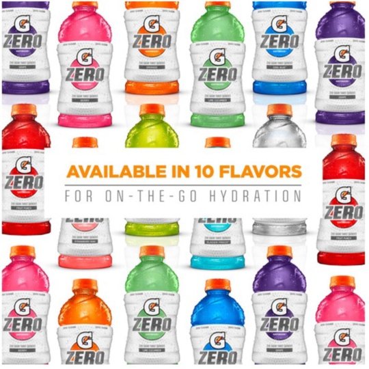 Gatorade G Zero Sugar Cool Blue Thirst Quencher Sports Drink, 12 oz, 12 Pack Bottles