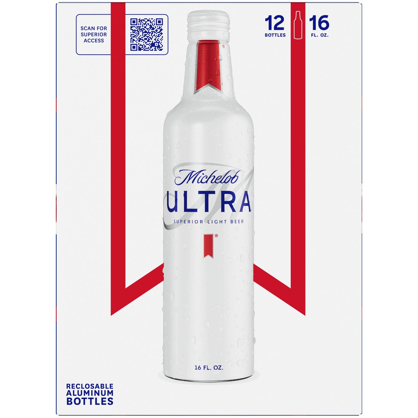 Michelob ULTRA Light Beer, 12 Pack Beer, 16 fl oz Bottles, 4.2% ABV, Domestic