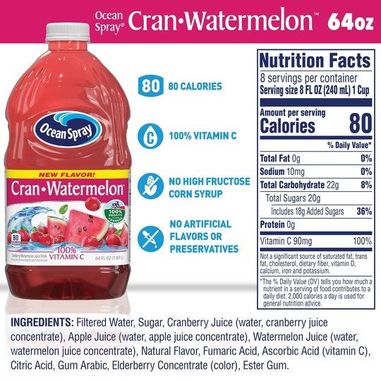 Ocean Spray Cranberry Watermelon Juice Drink, 64 fl oz Bottle