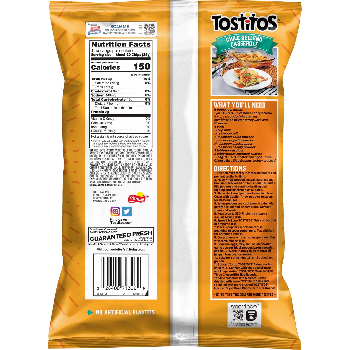 Tostitos Mexican Style Three Cheese Tortilla Round Chips, 11 oz