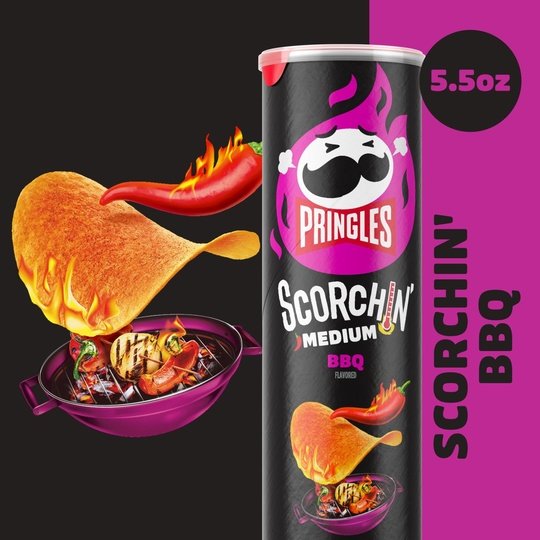 Pringles Scorchin' BBQ Potato Crisps Chips, 5.5 oz